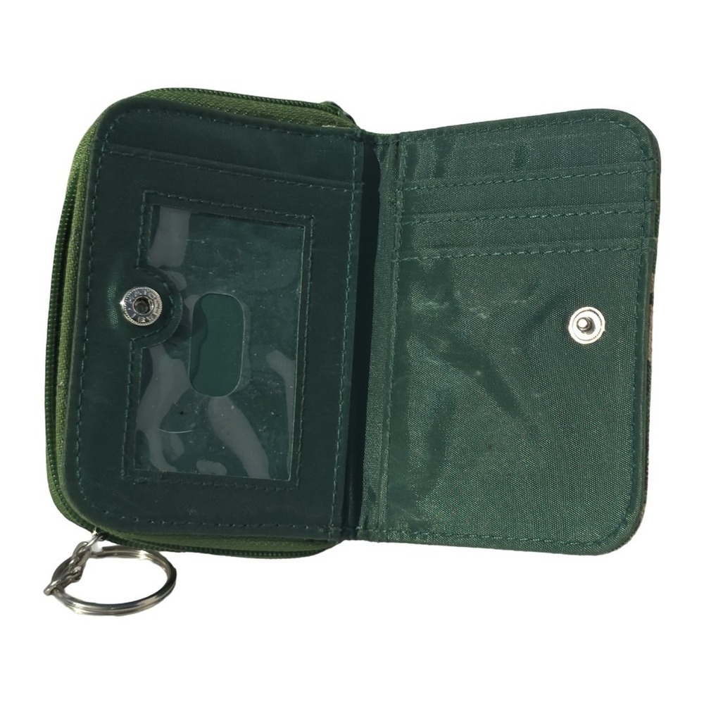 Green Floral Wristlet Coin Purse Card ID Holder Zip Key Ring Wallet Small Cute - Picture 8 of 11